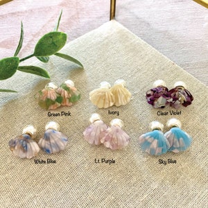 SeaShell Post Earrings, Pearl Post Earring, Minimalist Stud Earrings, Tortoise Shell Earrings, Earrings For Her