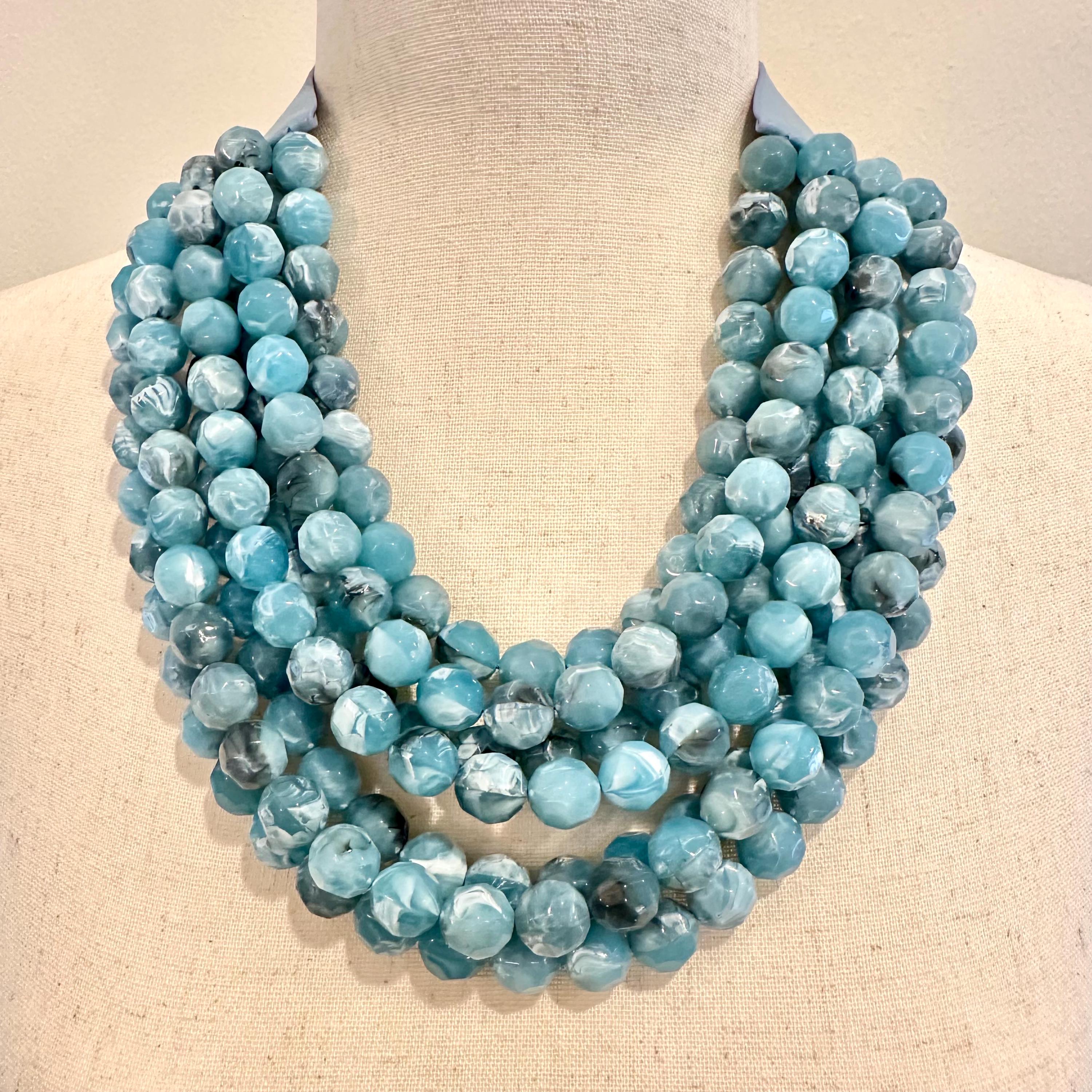 Lucite Color Color Lucite Bead Magnetic Statement Necklace, Layered Multi Beaded ...