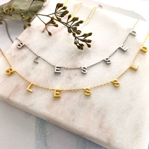 Bendito, Amor, Novia, Creer, Soñar, Collar de Fe, Colgante Deinty Inspirador, Collar Personalizado, Collar de Cartas, Regalo de Dama de Honor
