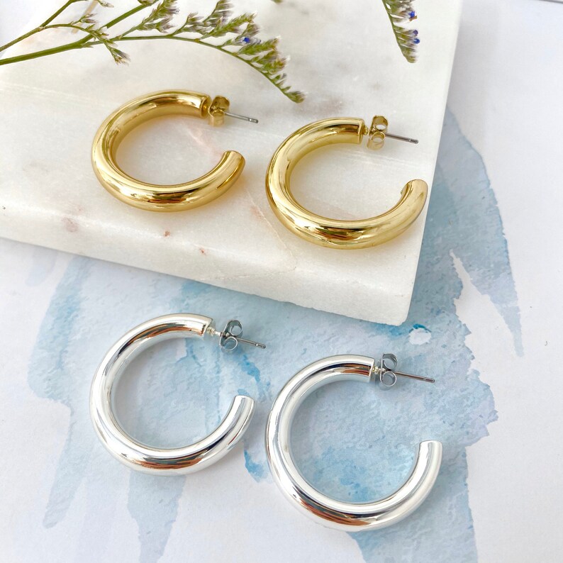 Gold Thick Hoop Earrings30mm40mm50mm60mm Thick Hoopopen - Etsy