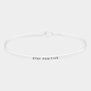 Personalized Bracelet,Inspirational "STAY POSITIVE" Cuff Bracelet Message Engraved Friend Family Jewelry Gift bangle image 3