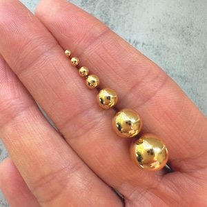 Gold Dainty Ball Stud Earrings, Gold Filled Ball Studs, 2mm - 12mm Various Size Golden Ball Studs, Everyday Earrings