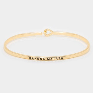 HAKUNA MATATA,Inspirational Bracelet, Message Engraved Bracelet, Personalized bangle, Monogram Bracelet, Gift for mom, Jewelry Friend Gift