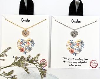 Heart Necklace, Cubic Zirconia Heart Necklace,Tiny Diamond Heart Necklace, Cubic Zirconia Heart Charm, Bridesmaid Gift, Valentines Day gift