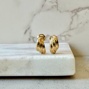 18K Gold Filled Triple Hoop Earrings, Multi Gold Hoop Earrings, Triple Band Hoops, Modern Gold Hoops,  Minimalist Jewelry,  Everyday Hoops