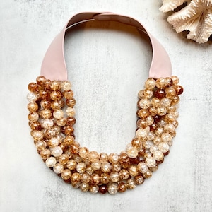 Resin Bead Magnetic Statement Necklace, Layered Multi Beaded Chunky Strand Necklace, Mother’s Day Gift, Gift for Mom