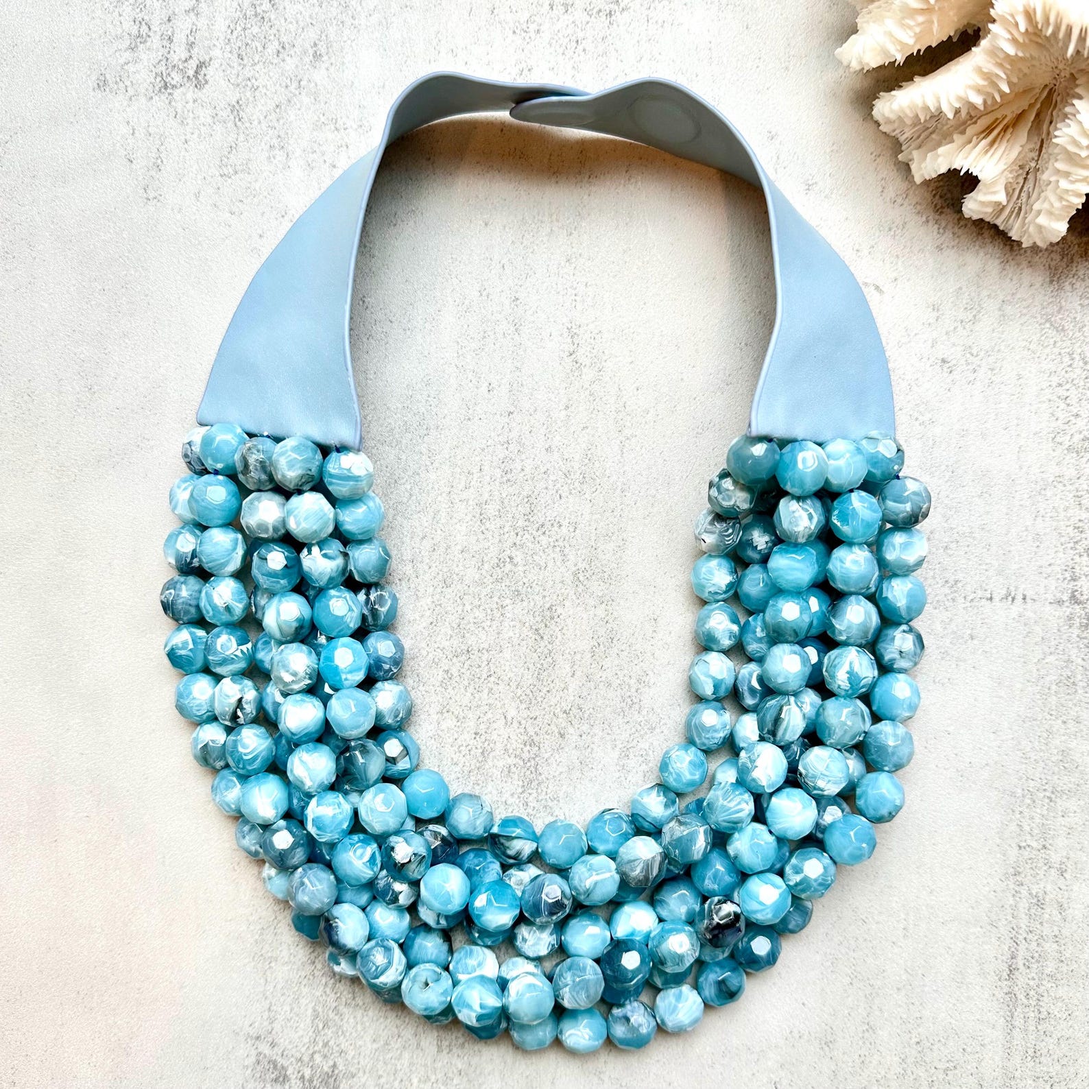 Lucite Color Color Lucite Bead Magnetic Statement Necklace, Layered Multi Beaded ...