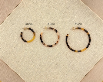 Tortoise Hoop Earrings, Tortoise Shell Hoop Earrings, Various Color Acetate Earrings, Minimalist Hoops, Tortoise Hoop Earrings, gift for her