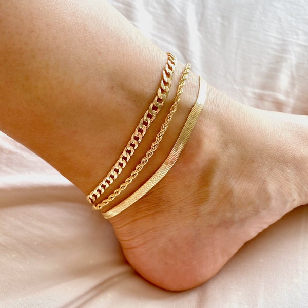 Gold Chain Anklet Etsy