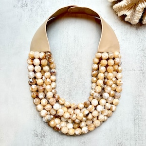 Color Lucite Bead Magnetic Statement Necklace, Layered Multi Beaded Chunky Strand Necklace, Mother’s Day Gift, Gift for Mom