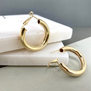 Gold Thick Hoop Earrings,22mm Thick Hoop,Open Hoops,Tube Hoop Earrings,Silver Thick Hoop Earrings,Brass 2&quot;Thick Hoop Earrings