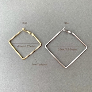 Rhombus Hoop Earrings,Diamond Shaped Hoops, Geometric Jewelry, Geometric hoop Earrings, Squared Hoops, Statement Hoop Earrings