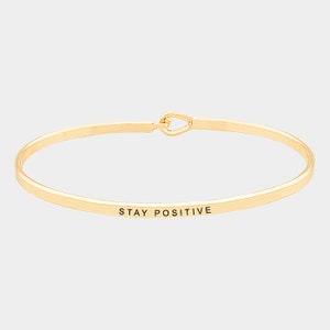 Personalized Bracelet,Inspirational "STAY POSITIVE" Cuff Bracelet Message Engraved Friend Family Jewelry Gift bangle image 1