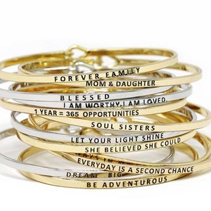 Personalized Bracelet,Inspirational "STAY POSITIVE" Cuff Bracelet Message Engraved Friend Family Jewelry Gift bangle image 5