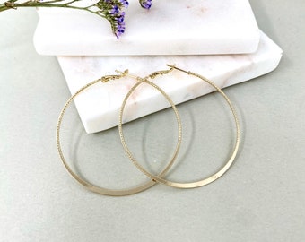 Große Scharnier Clip poliert Creolen, Gold Creolen Ohrringe, leichte Ohrringe, Knorpel Creolen, Twist Wire Creolen, Seil Creolen