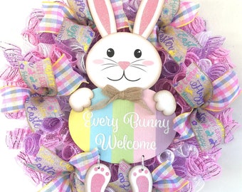 Easter wreath-Easter door wreath-Easter door decor-Easter decor-Easter wreath for front door-Easter mesh wreath-Easter decorations-Easter