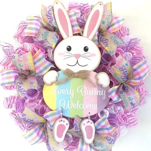 Easter wreath-Easter door wreath-Easter door decor-Easter decor-Easter wreath for front door-Easter mesh wreath-Easter decorations-Easter