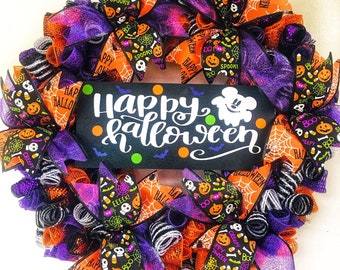 Halloween Mickey wreath-Mickey wreath-Mickey Halloween wreath-Halloween wreath Disney-Mickey wreath front door-Mickey Halloween door decor