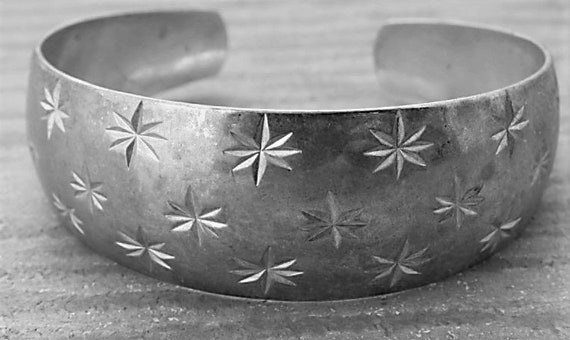 STUNNING STARRY CUFF in sterling silver, made in … - image 1