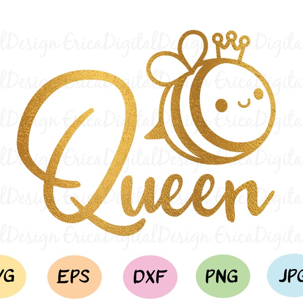 Queen Bee SVG cut file Cute Queen bee cutting file Mom Boss Funny quotes Girl power Silhouette Cricut Diy Vinyl decal Baby Bodysuit Shirt