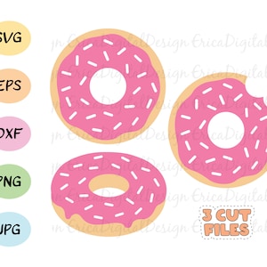 Donut SVG layered cutting file Cute sprinkle bitten doughnut Birthday Sweet Bakery cuttable file Silhouette Cricut Vinyl Baby Bodysuit Shirt