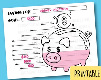 Saving goal tracker Printable Bullet Journal Planner inserts Kids saving coloring page Financial planner Kids saving Money saver motivator