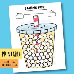 Saving goal tracker Printable Bullet Journal Planner inserta Kids saving coloring page Financial planner Kids saving Money saver motivator