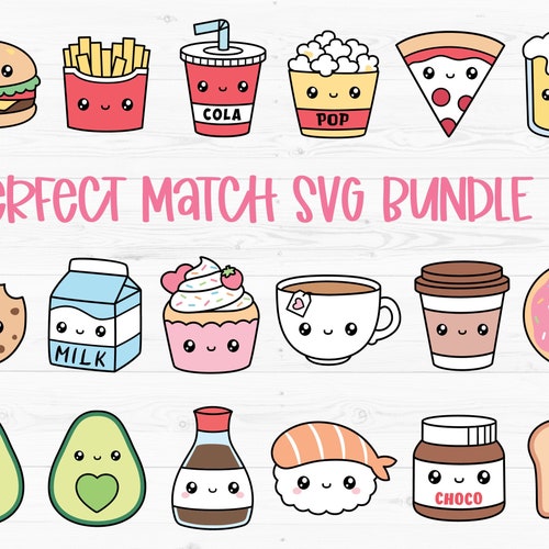 Kawaii Food SVG Bundle Perfect Match Cutting File Friendship - Etsy Canada