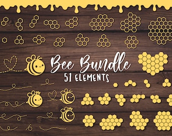 Bee SVG Bundle Honeycomb svg Cute bumble bee Honeycomb pattern stencil Hexagon Honey drip Beehive Beekeeper Silhouette Cricut Vinyl Decal