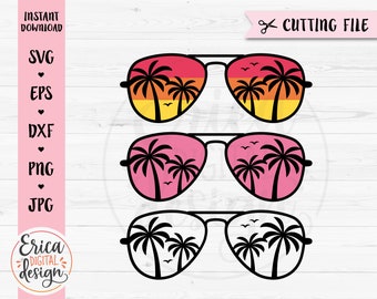 Download Sunglasses With Palm Trees Svg Etsy