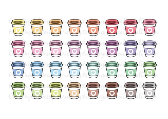 Free Printable Floral Starbucks Coffee Cups Planner Stickers - Lovely  Planner