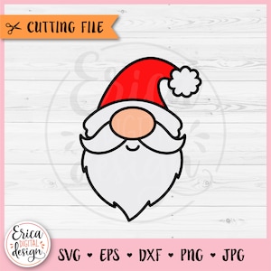 Santa Gnome Face SVG Christmas Gnome Layered Cut File Cricut Silhouette ...