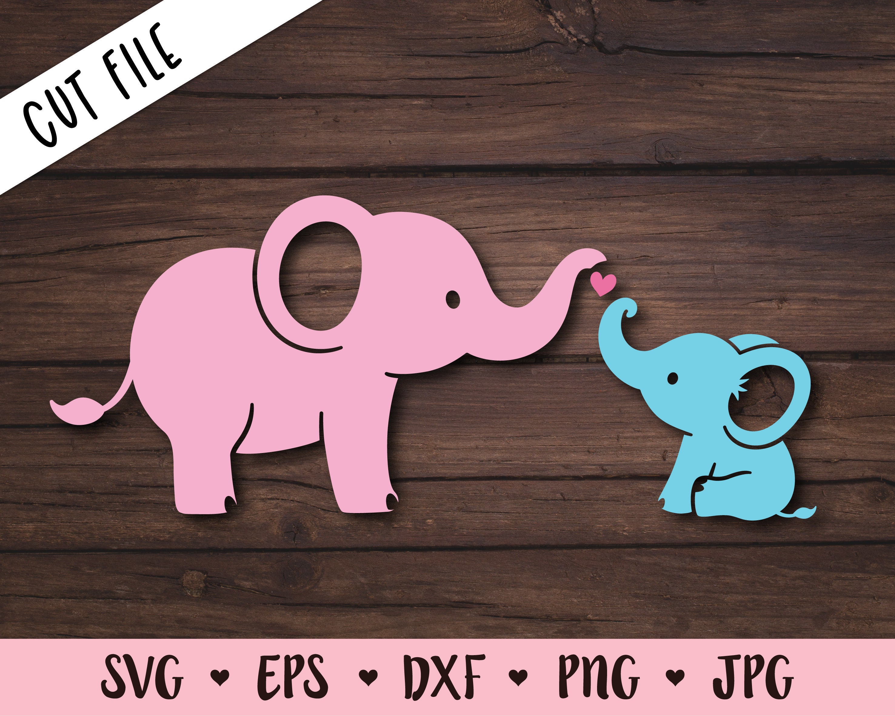 Materials Embellishments Mom Baby Elephant SVG Cute Mama Elephant cut