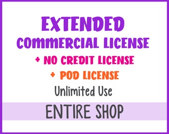 Licence d’utilisation commerciale étendue + licence sans crédit + licence POD (impression à la demande) - Utilisation illimitée - Pour toute la boutique