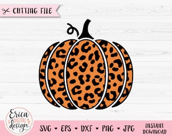 Leopard Kürbis SVG Schnittdatei Gepard Druck Kürbis Herbst Halloween Oktober Erntedank Bauernhaus Silhouette Cricut Vinyl Kinder Shirt