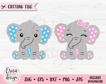 Elephant Boy Girl SVG Cute Baby Elephant layered cut file Baby Shower Toddler Shirt Bodysuit Nursery Sweet Animal Silhouette Cricut Vinyl