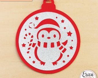 Weihnachten Pinguin Geschenkanhänger SVG Niedliche Weihnachten Schnittdatei Cricut Silhouette Weihnachten Karton Papier Handwerk Urlaub Ornament Weihnachtsgeschenk Namensschild