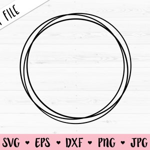 Cercle Frame SVG Scribble Round Monogram Frame cut file Wedding Engagement Valentine Frame Boho Chic Silhouette Cricut Vinyl Kids Baby Girl