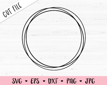 Circle Frame SVG Scribble Round Monogram Frame cut file Wedding Engagement Valentine Frame Boho Chic Silhouette Cricut Vinyl Kids Baby Girl