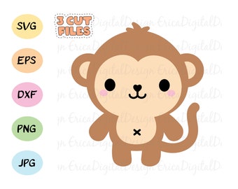 Monkey SVG Baby monkey layered cutting file Cute monkeys cut Nursery Babyshower cuttable Animal vector Silhouette Cricut Vinyl Kids party