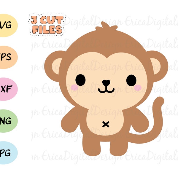 Monkey SVG Baby monkey layered cutting file Cute monkeys cut Nursery Babyshower cuttable Animal vector Silhouette Cricut Vinyl Kids party