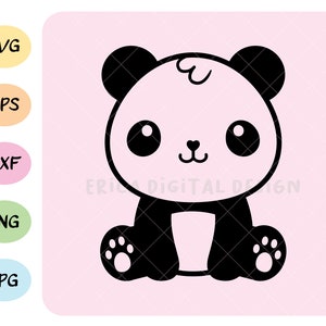 Cute baby panda SVG cut file Kawaii panda decal Cartoon panda cutting svg Kids Cuttable vector EPS DXF Silhouette Cameo Cricut Vinyl Shirt