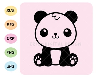 Cute baby panda SVG cut file Kawaii panda decal Cartoon panda cutting svg Kids Cuttable vector EPS DXF Silhouette Cameo Cricut Vinyl Shirt