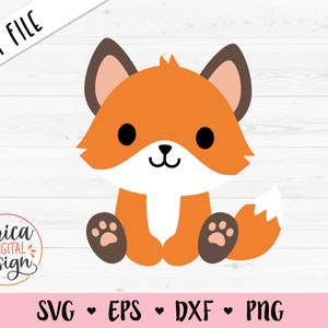 Baby Fox SVG Cute Fox cut file Baby Shower Boy Girl Kid Shirt Toddler Baby Bodysuit Nursery Forest Woodland Animal Silhouette Cricut Vinyl