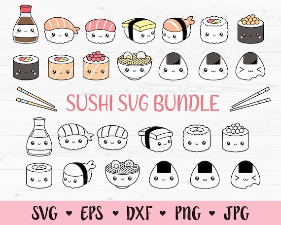 Kawaii Sushi SVG Bundle Japanese Food Cutting File Cute Nigiri - Etsy Kawaii Sushi SVG Bundle Japanese Food Cutting File Cute Nigiri - Etsy