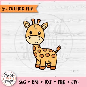 Fichier de coupe bébé girafe SVG mignon girafe pour Cricut Silhouette Safari pépinière jungle baby shower zoo animaux enfants girafe chemise fer sur vinyle