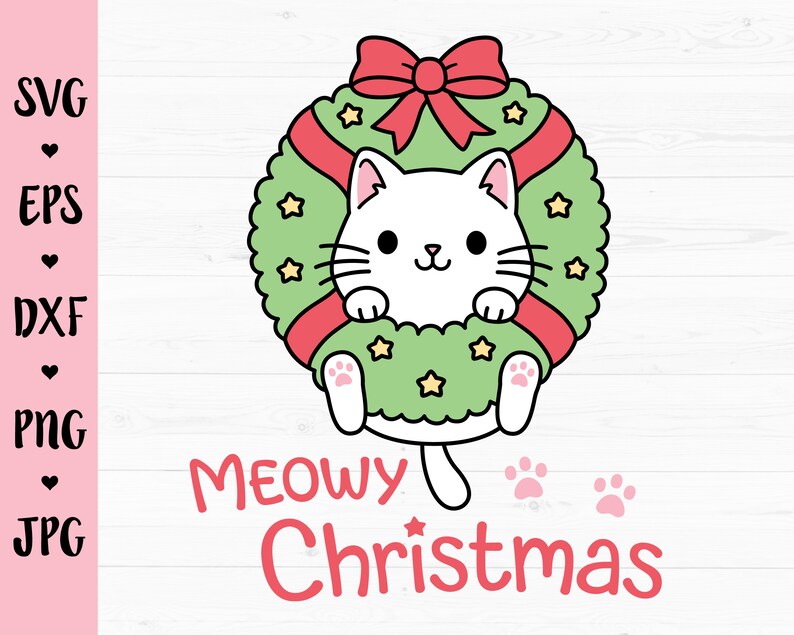 Download Christmas cat SVG Christmas wreath layered cut file Meowy ...