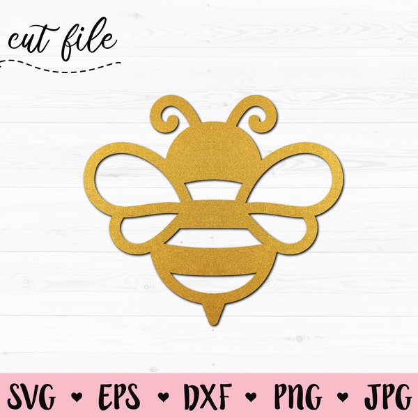 Bee SVG cut file Cute Bumble bee Cake Cupcake topper cutting file Kawaii Honeybee Spring Animal Silhouette Cricut Vinyl decal Baby Shirt