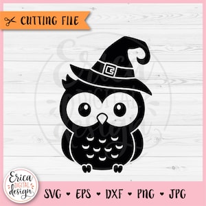 Coruja fofa SVG Bebê Halloween Coruja arquivo de corte Cricut Silhueta Queda Coruja com Chapéu de Bruxa Kawaii Pássaro Crianças Camisa de Halloween Vinil Gravação a Laser