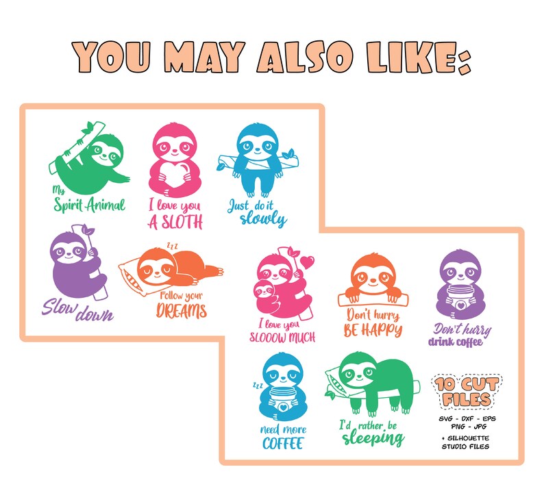 Download Cute sloths SVG Layered Cutting file Kawaii baby sloth ...